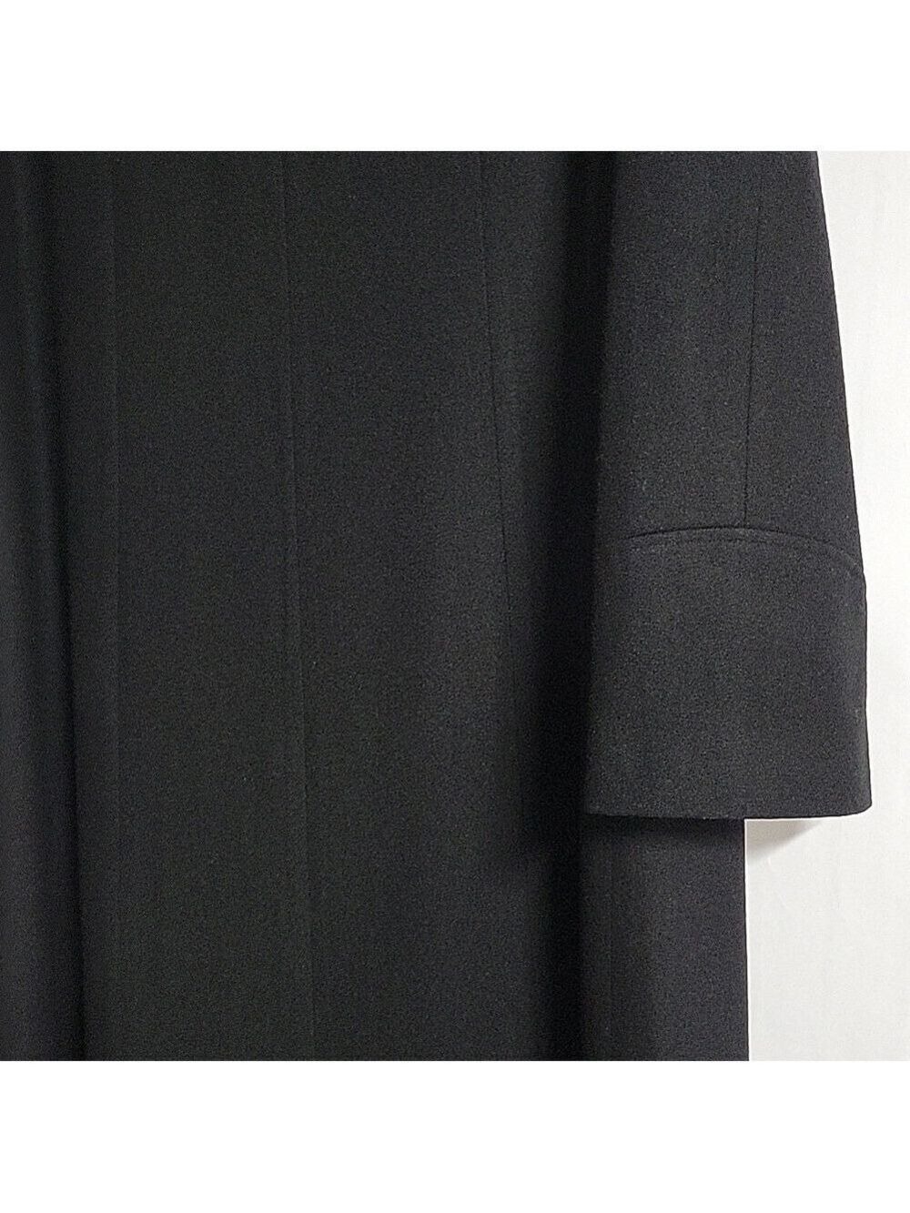 Vintage 90s Braefair Black Wool Mix Long Overcoat Trench Size 12 - Picture 7 of 15